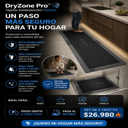 "DRYZONE PRO" SET DE DOS TAPETES DE BAÑO Y DE COCINA  ANTIDESLIZANTE