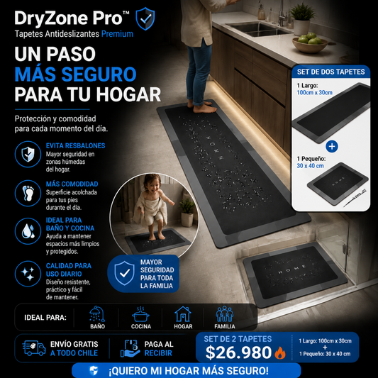 "DRYZONE PRO" SET DE DOS TAPETES DE BAÑO Y DE COCINA  ANTIDESLIZANTE