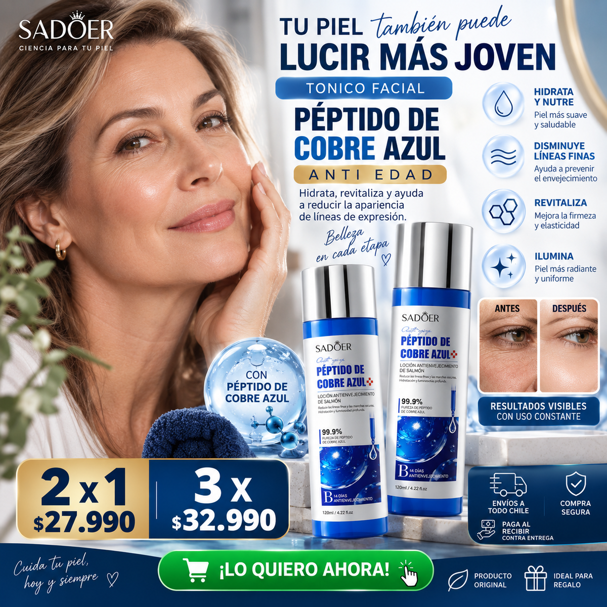 SADOER / TONICO FACIAL PEPTIDO COBRE ANTIEDAD