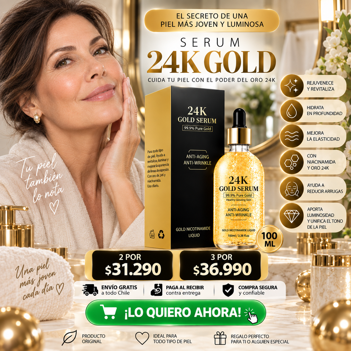 SERUM 24K GOLD 100ML / ELIMINA MARCAS DE ARRUGAS