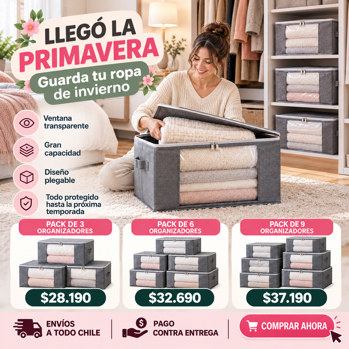 ORGANIZADOR DE ROPA INVIERNO / SET DE 3 , 6 , Y 9.