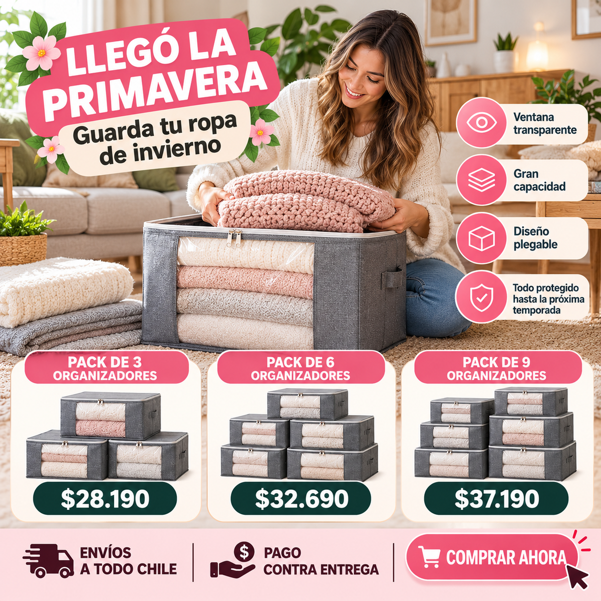 ORGANIZADOR DE ROPA INVIERNO / SET DE 3 , 6 , Y 9.
